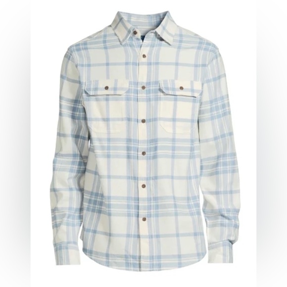 George Men’s Long Sleeve Super Soft Flannel Blue/White Plaid Shirt Size XL NWT - Picture 1 of 8